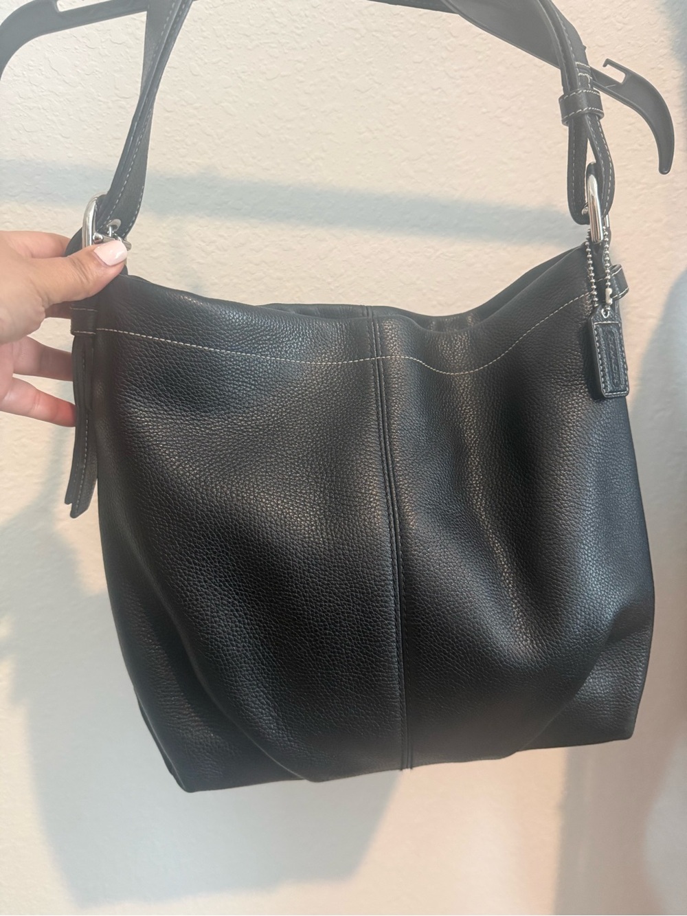 Coach  15064 Black Pebbled Leather Shoulder Bag